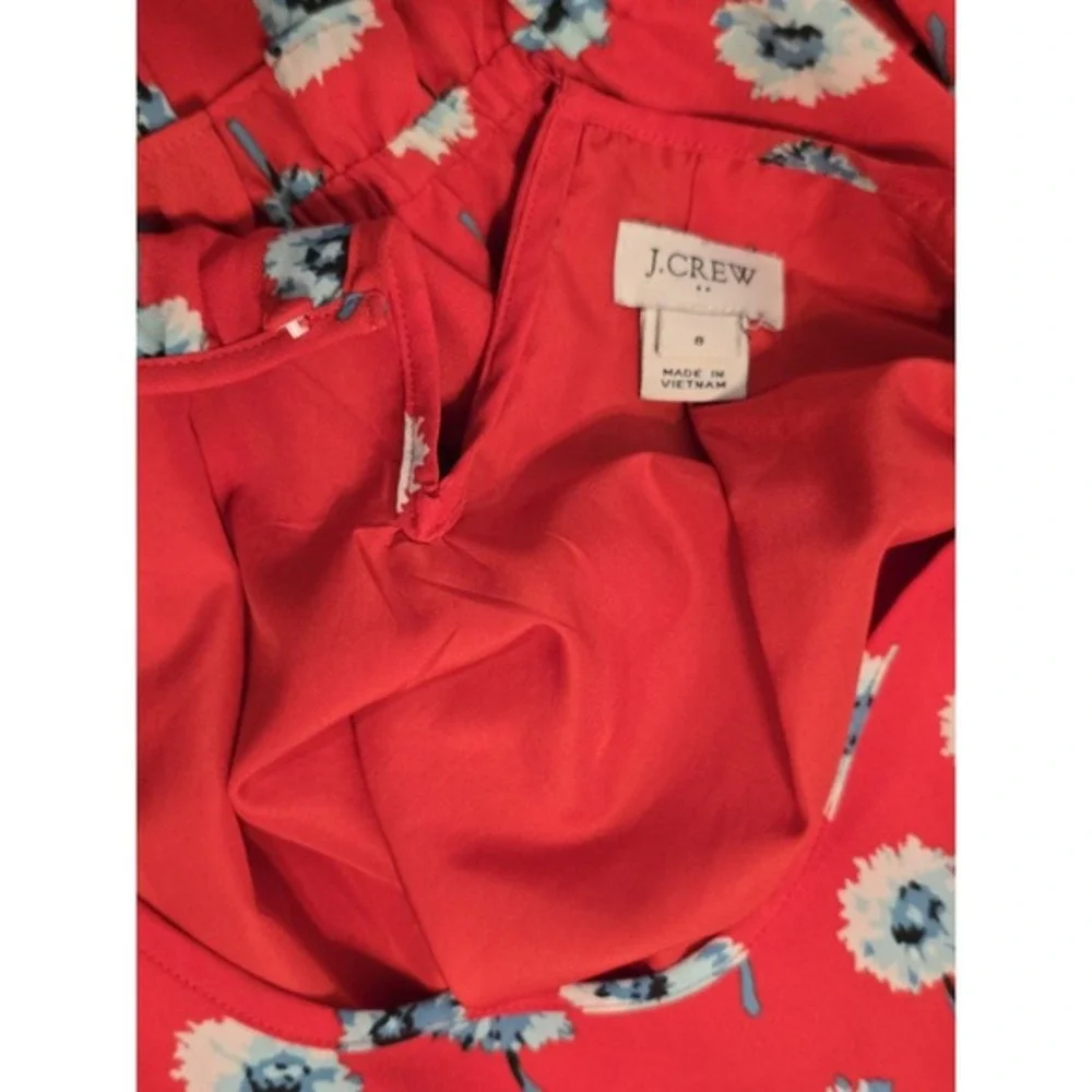 J. Crew Women's Dandelion Print Long Sleeve Dress Ruffle Elastic Cuff‎ Size 8